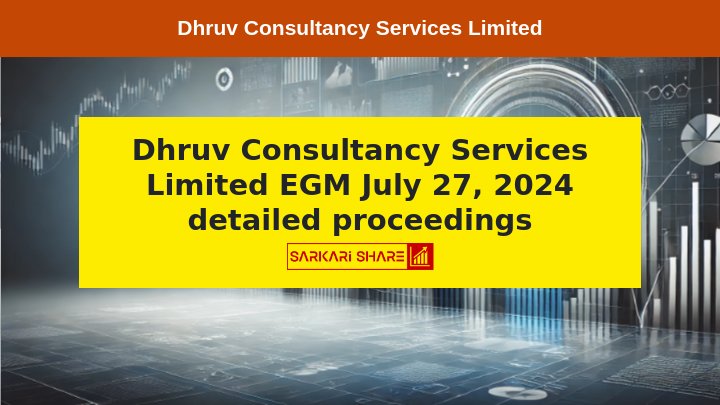 Dhruv Consultancy Services Limited की Extraordinary General Meeting 27 जुलाई 2024 को आयोजित