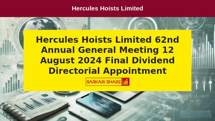 Hercules Hoists Limited के 62nd Annual General Meeting की घोषणा 12 August 2024 को, Final Dividend और नए Directorial Appointment पर होगा निर्णय