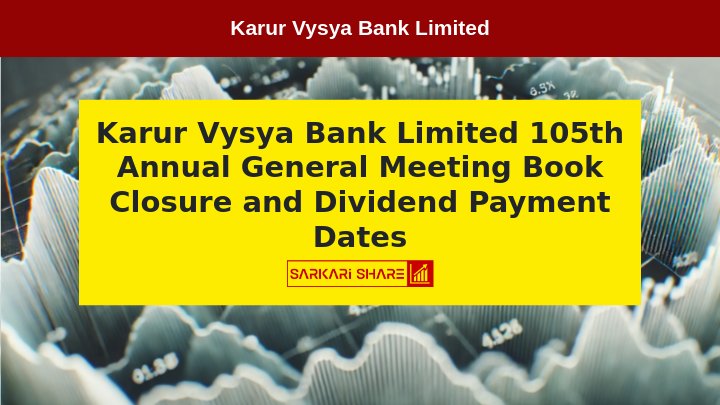 Karur Vysya Bank Limited की 105वीं Annual General Meeting 14 अगस्त 2024 को