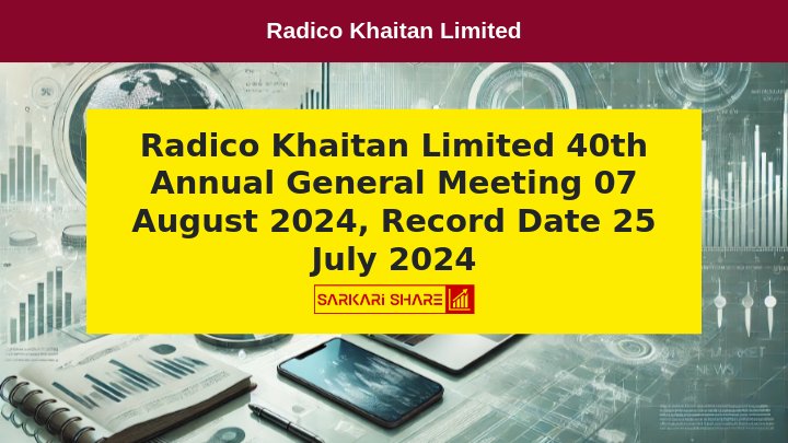 Radico Khaitan Limited का 40वां Annual General Meeting 07 अगस्त 2024 को, Record Date 25 जुलाई 2024 निर्धारित की गई है