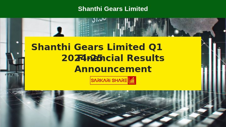 Shanthi Gears Limited ने Q1 2024-25 के Financial Results की घोषणा की, Net Profit में 20% और Revenue में 14% की वृद्धि