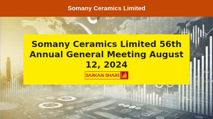 Somany Ceramics Limited ने 12 अगस्त 2024 को 56th Annual General Meeting आयोजित करने की सूचना दी