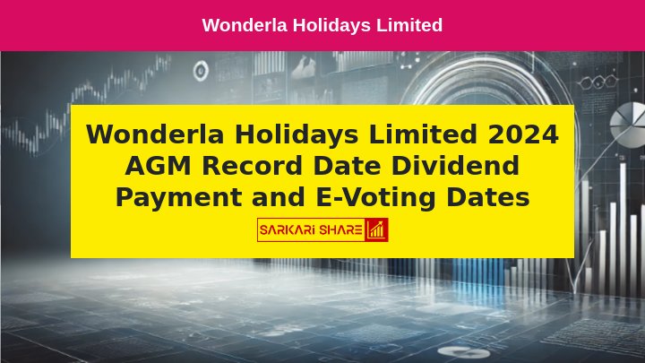 Wonderla Holidays Limited ने Final Dividend के लिए Record Date 9 अगस्त 2024 घोषित की, AGM 21 अगस्त 2024 को होगी