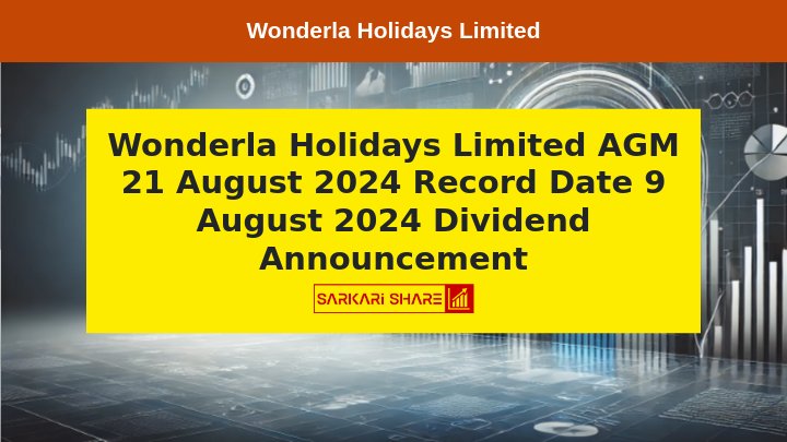 Wonderla Holidays Limited की 22वीं Annual General Meeting 21 अगस्त 2024 को आयोजित होगी, Record Date 9 अगस्त 2024 निर्धारित